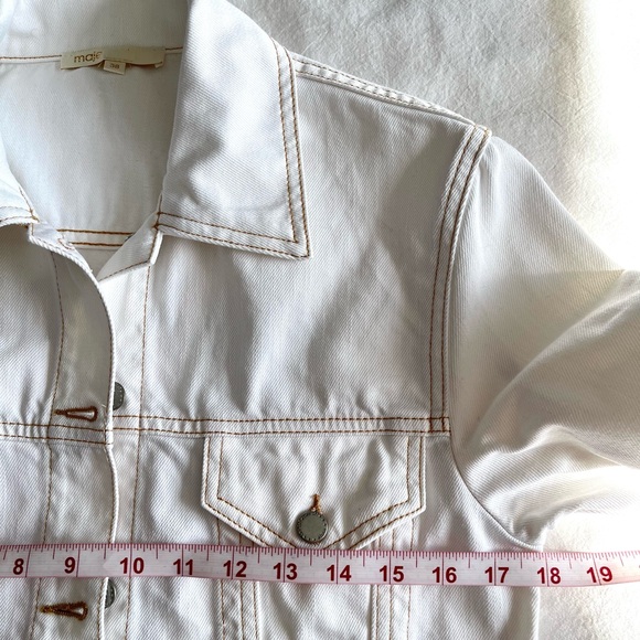 Maje White Paradise Rainbow Embroidery Denim Jacket US 6 Contemporary Festival - Picture 10 of 15